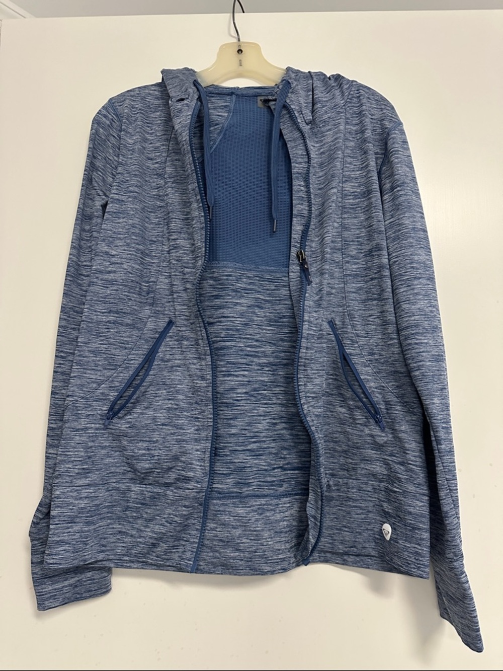 ROXY Blue Heathered Zip Hoodie Jacket Size Large
